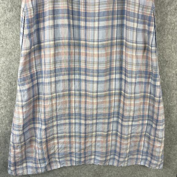 J Jill Love Linen Dress Womens Medium Petite Plaid Sleeveless Coastal Beachy - Picture 12 of 14